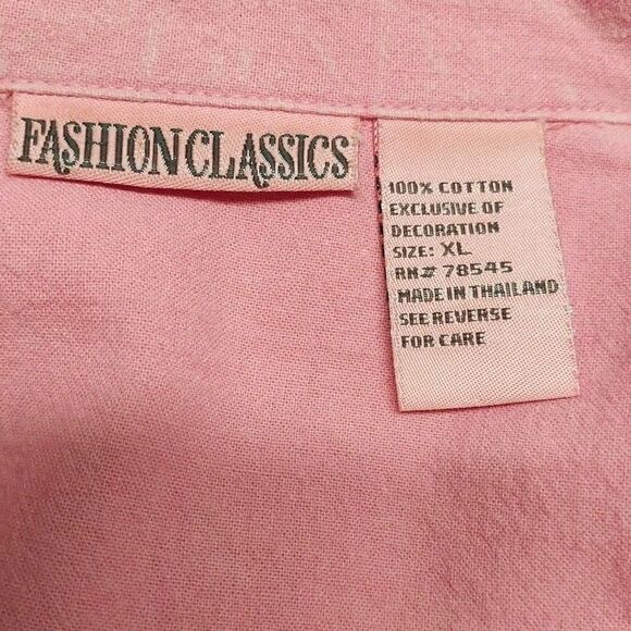 VTG Button Up Top XL Pink Embroidered Beaded Frogs Grandmacore Cottagecore Boho - Picture 9 of 11